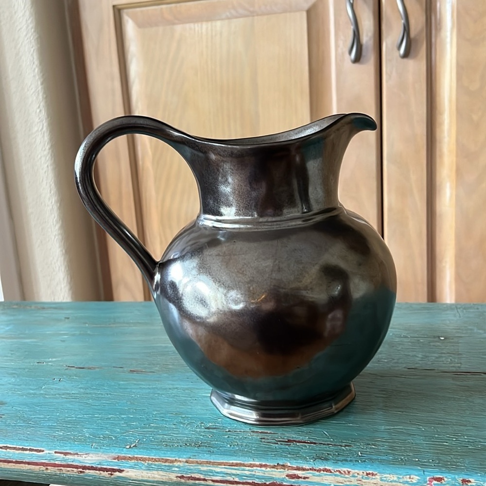 Juliska Pewter Glaze Stoneware Handled Pitcher Jug Vase - Picture 4 of 8